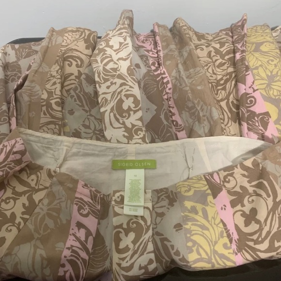 Sigrid Olsen Linen Blend Y2K beautiful color hues Boho Midi Swing Skirt Size 10 - Picture 4 of 9
